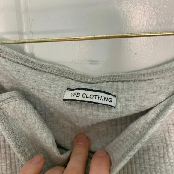 YFB Clothing Gray Ribbed Tank Top Bodysuit NWT Size Small - Picture 3 of 5